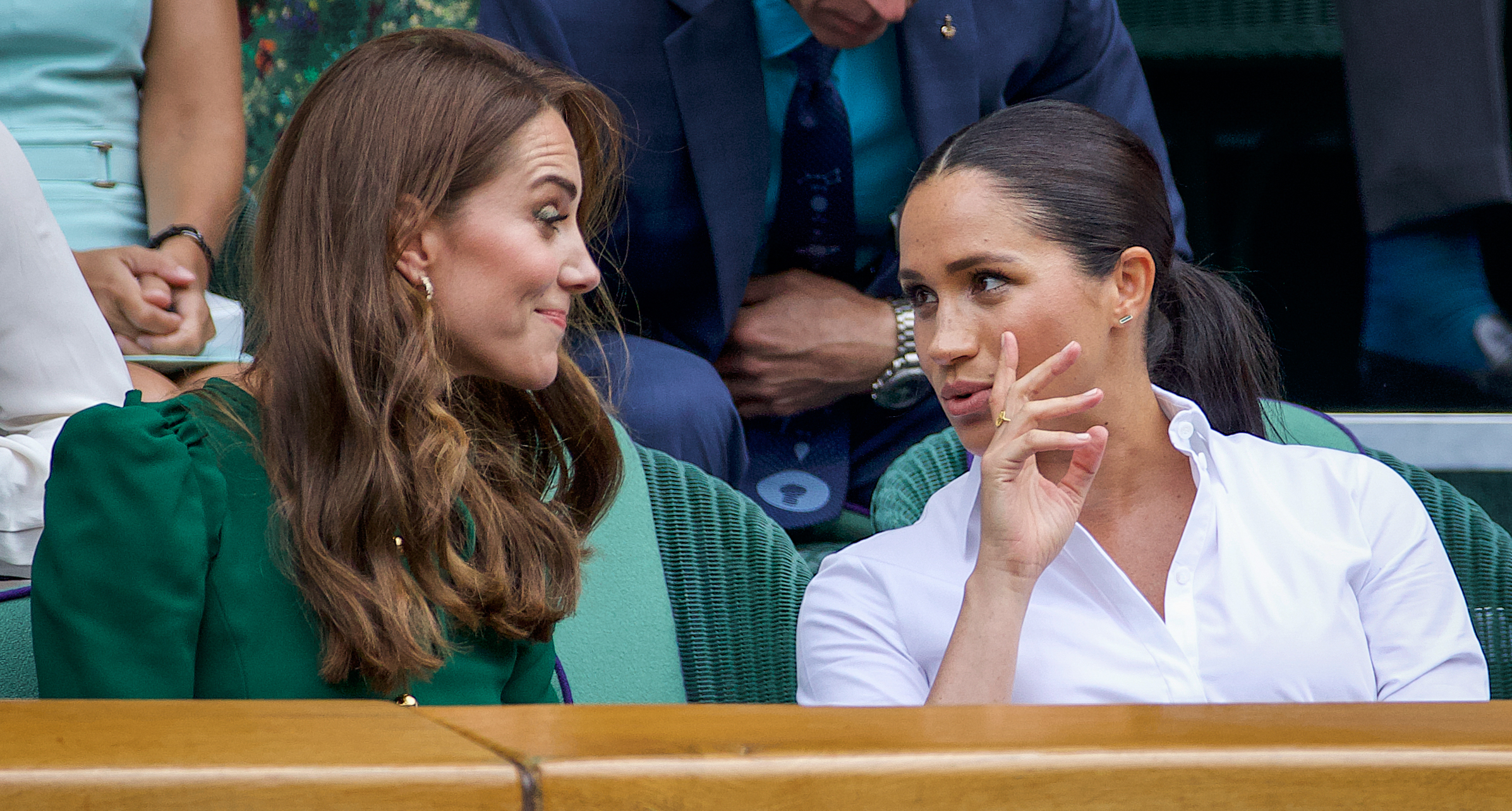 La princesse Catherine et Meghan Markle à Wimbledon 2019 au All England Lawn Tennis and Croquet Club le 13 juillet 2019 à Londres, Angleterre | Source : Getty Images