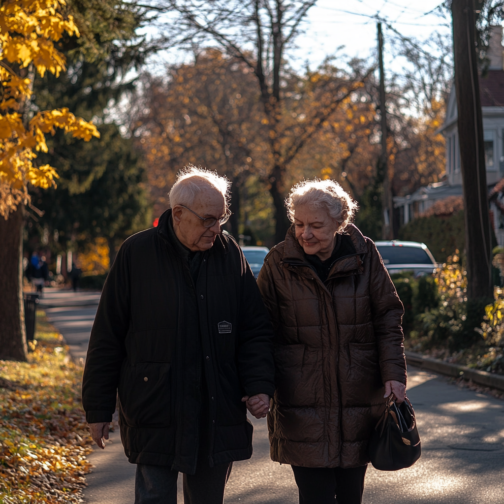 Un homme marchant avec sa femme | Source : Midjourney