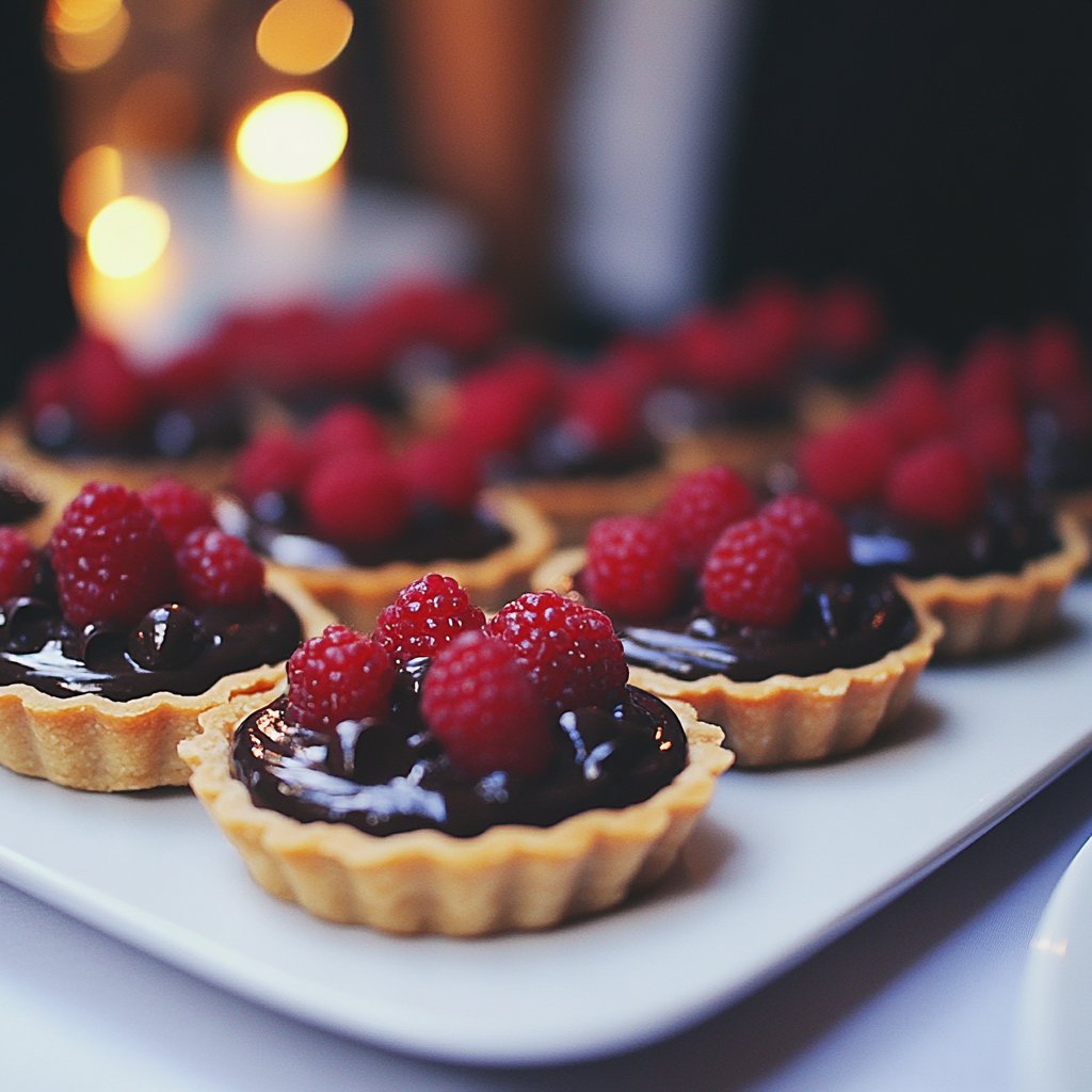 Un plateau de mini-tartes au chocolat | Source : Midjourney