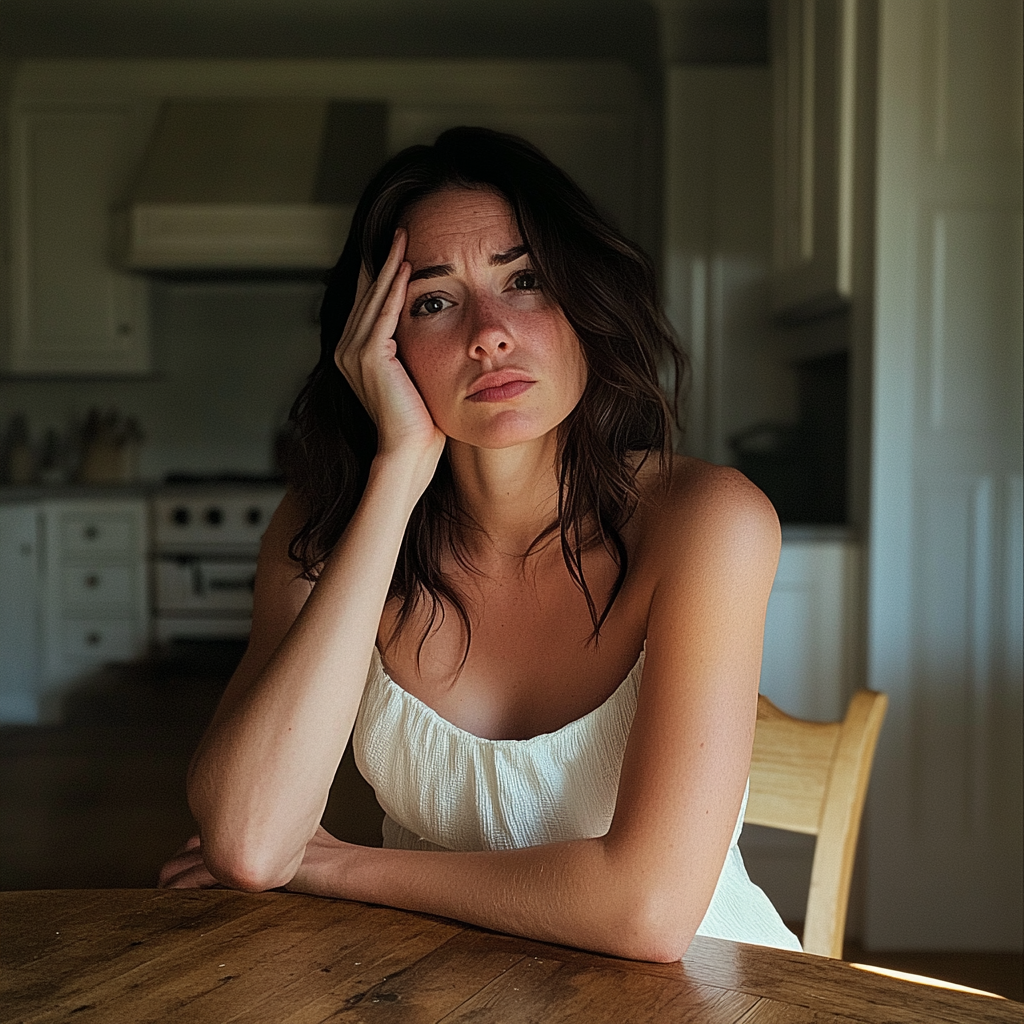 Une femme assise à une table | Source : Midjourney