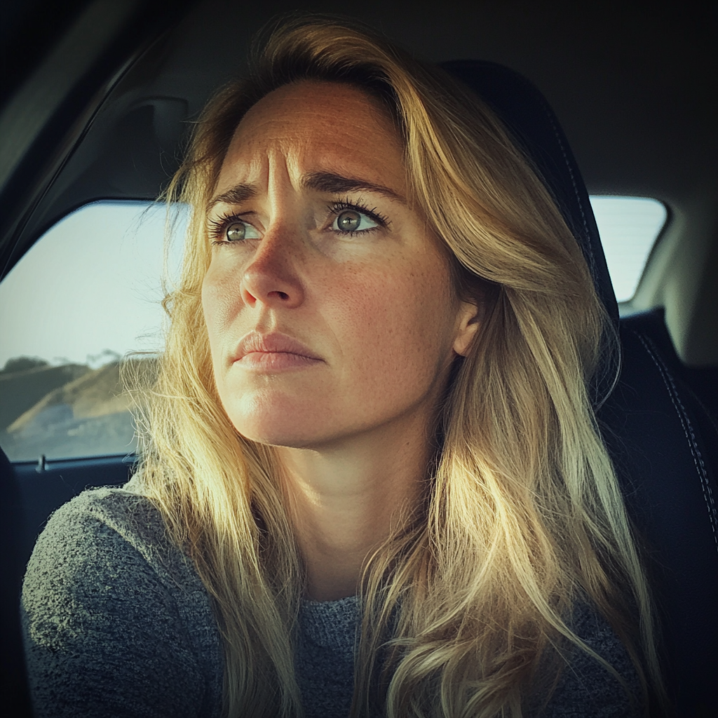 Une femme assise dans une voiture | Source : Midjourney