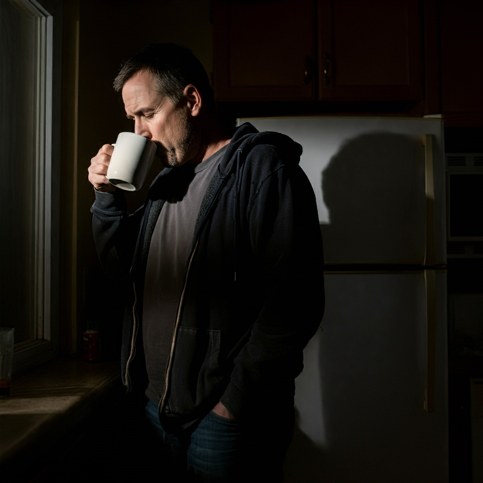 Un homme qui boit dans une tasse dans la cuisine | Source : Gemini