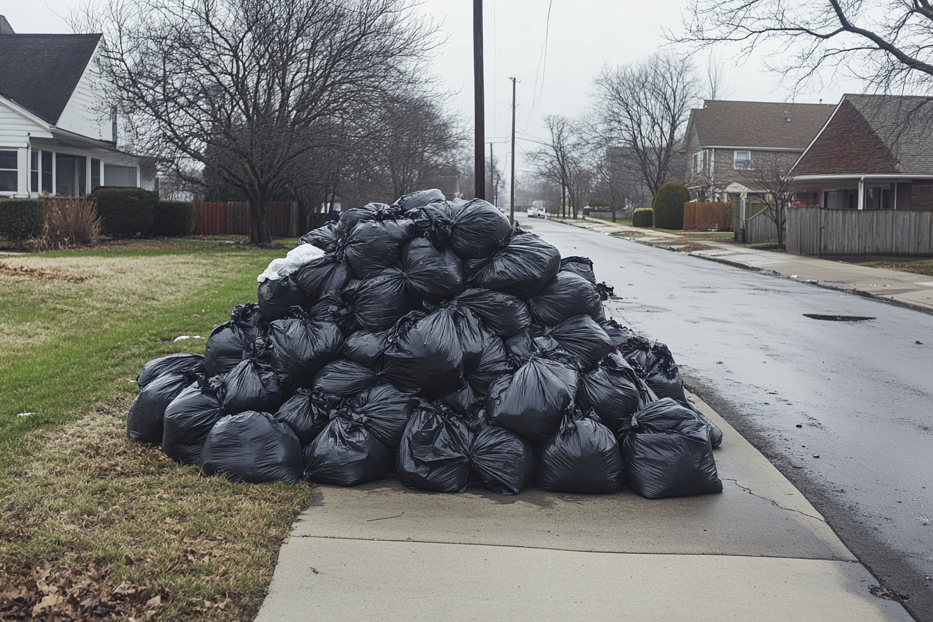 Sacs poubelles sur un trottoir | Source : Midjourney