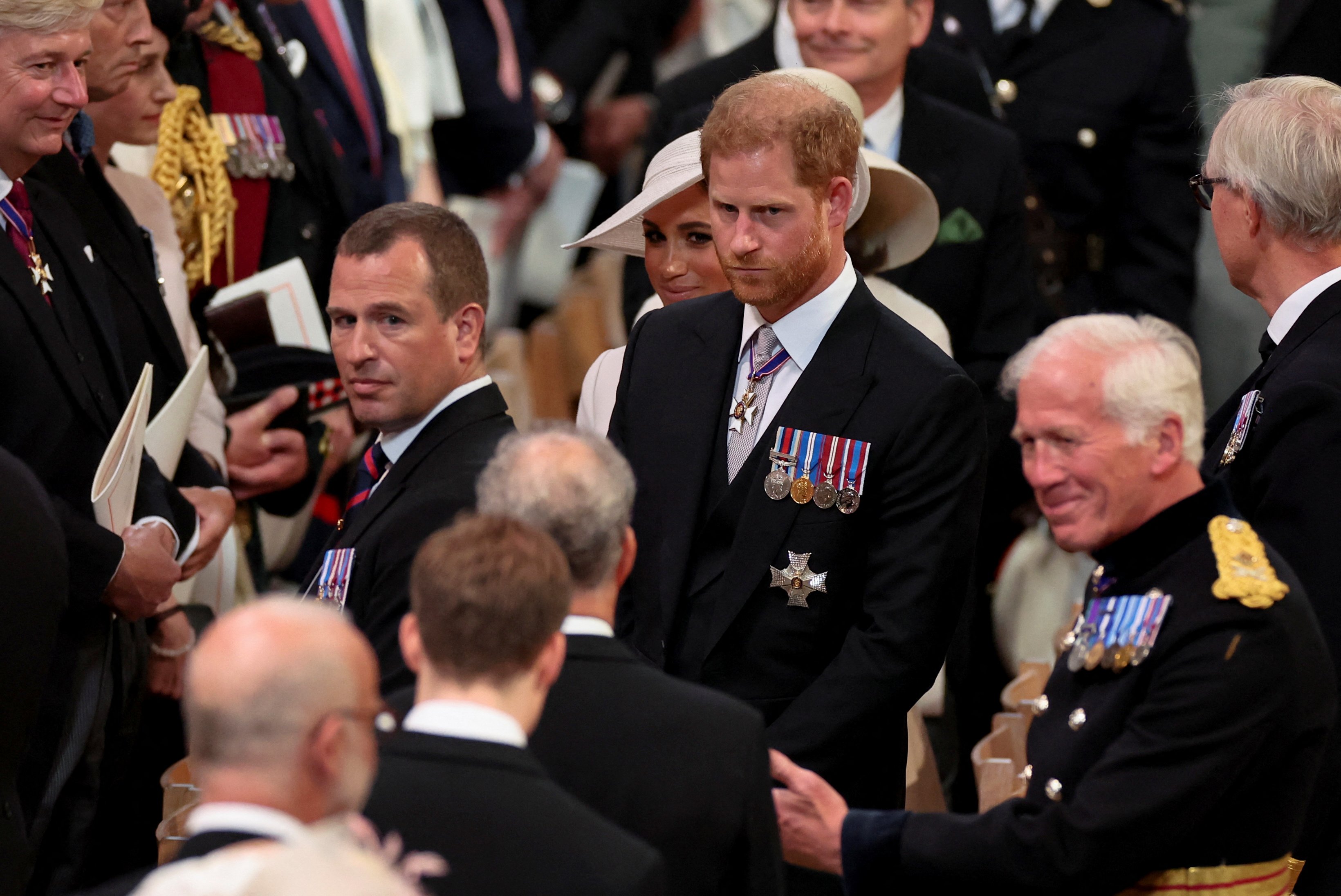 Le prince Harry et la duchesse Meghan après le National Service of Thanksgiving pour célébrer le jubilé de platine de la reine à la cathédrale St Paul, le 3 juin 2022, à Londres, en Angleterre | Source : Getty Images