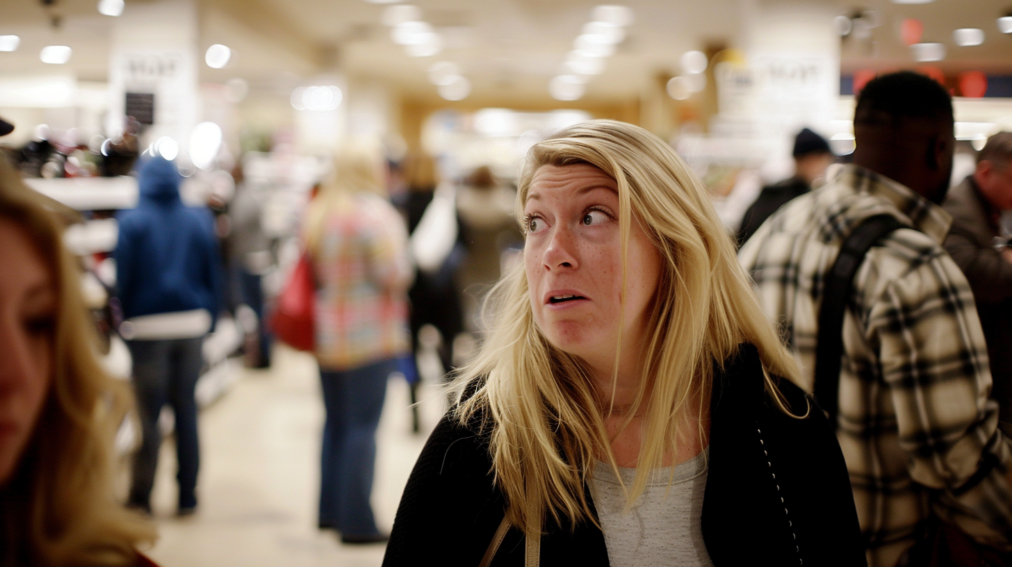 Une femme dans un centre commercial | Source : Midjourney