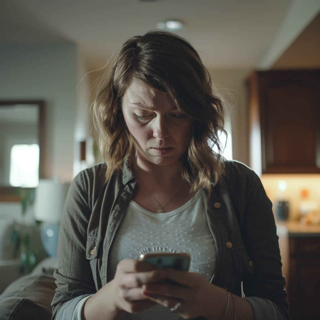 Une femme lisant des messages | Source : Midjourney