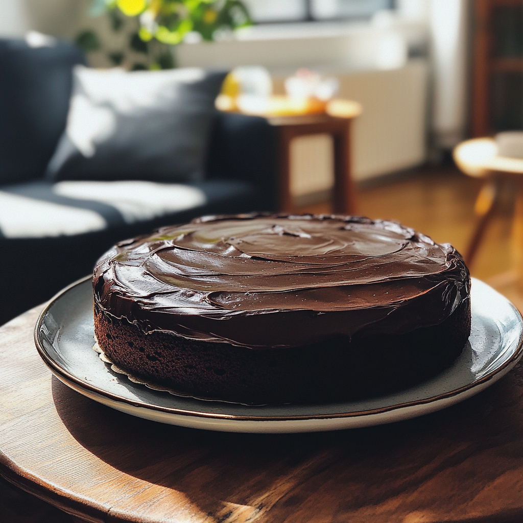 Un gâteau au chocolat sur une table | Source : Midjourney