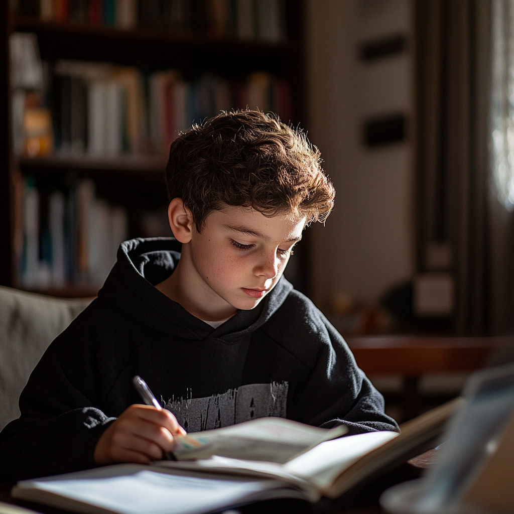 Un jeune garçon qui étudie | Source : Midjourney