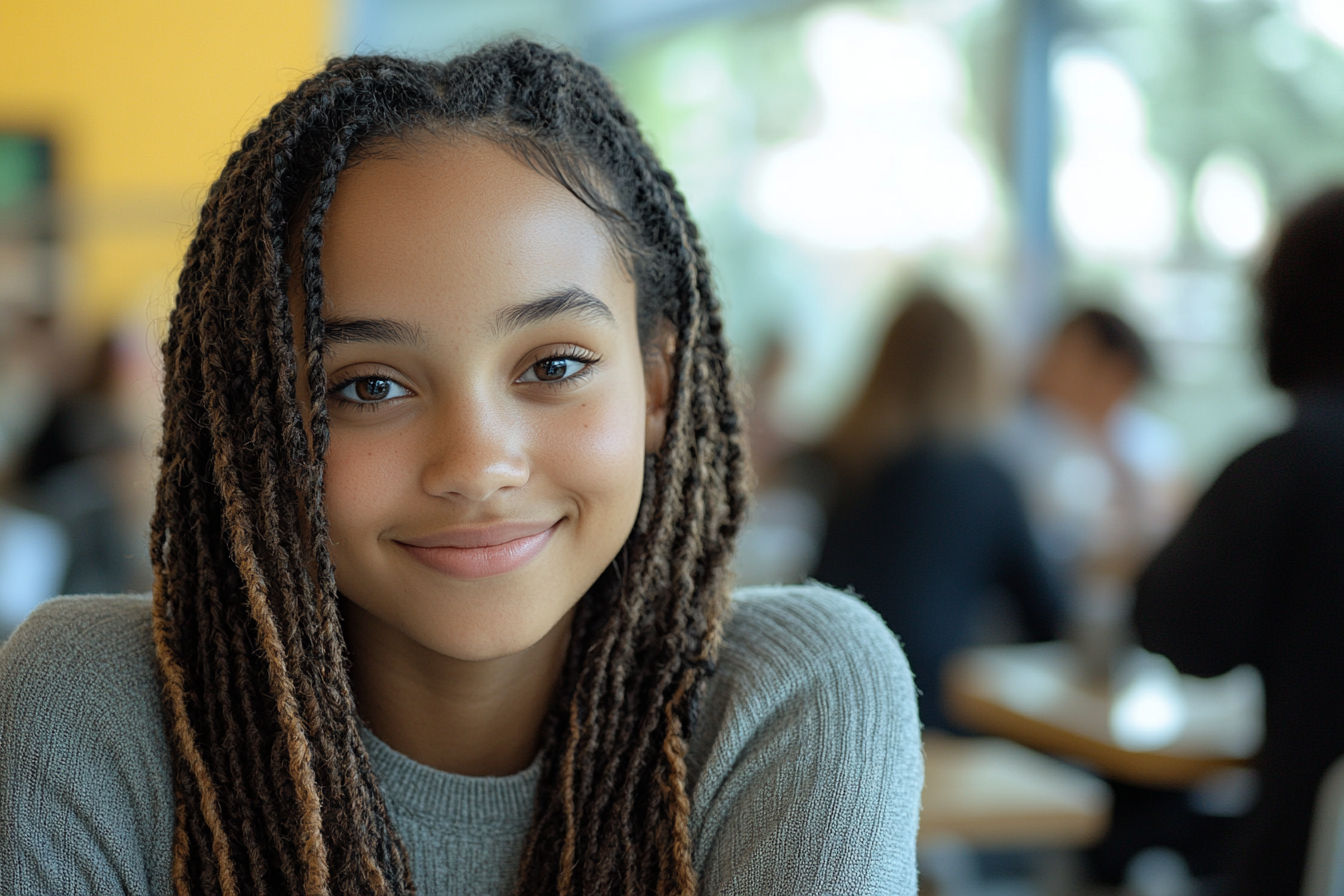 Une fille assise dans une cafétéria | Source : Midjourney