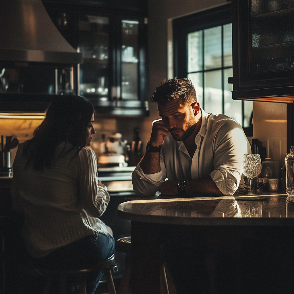 Un couple ayant une conversation animée | Source : Midjourney