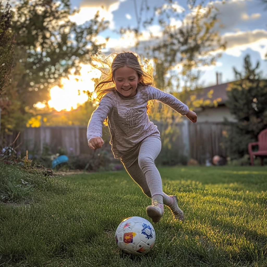 Une petite fille qui joue dehors | Source : Midjourney