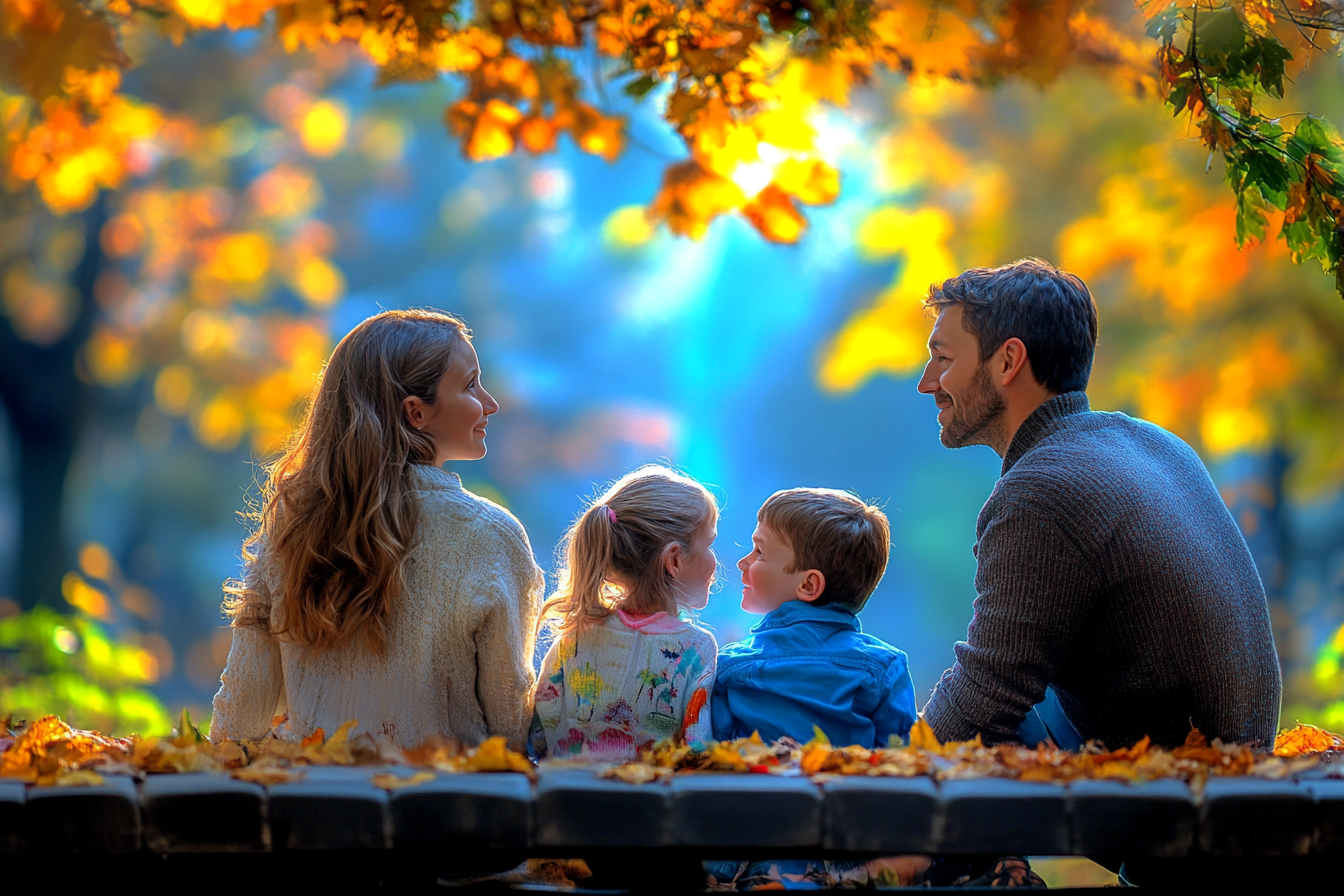 Une famille heureuse dans un parc | Source : Midjourney