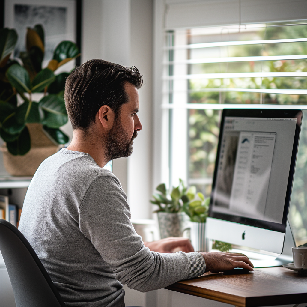 Un homme travaillant dans un bureau à domicile | Source : Midjourney