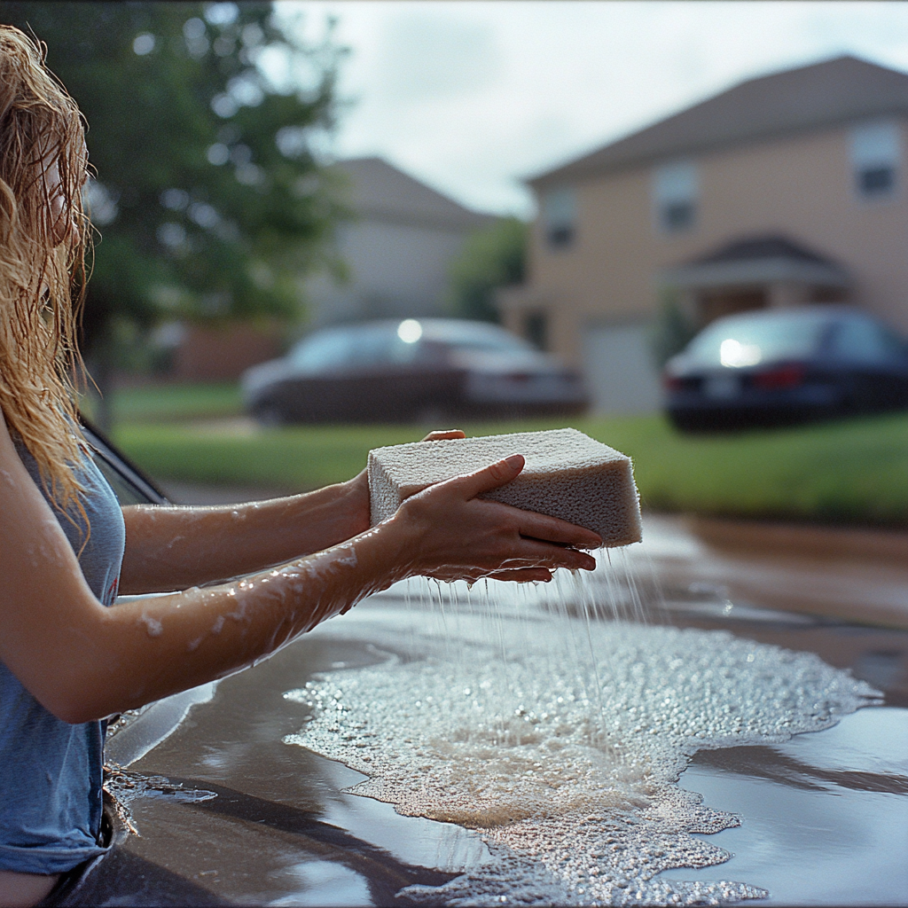 Une femme lave une voiture | Source : Midjourney