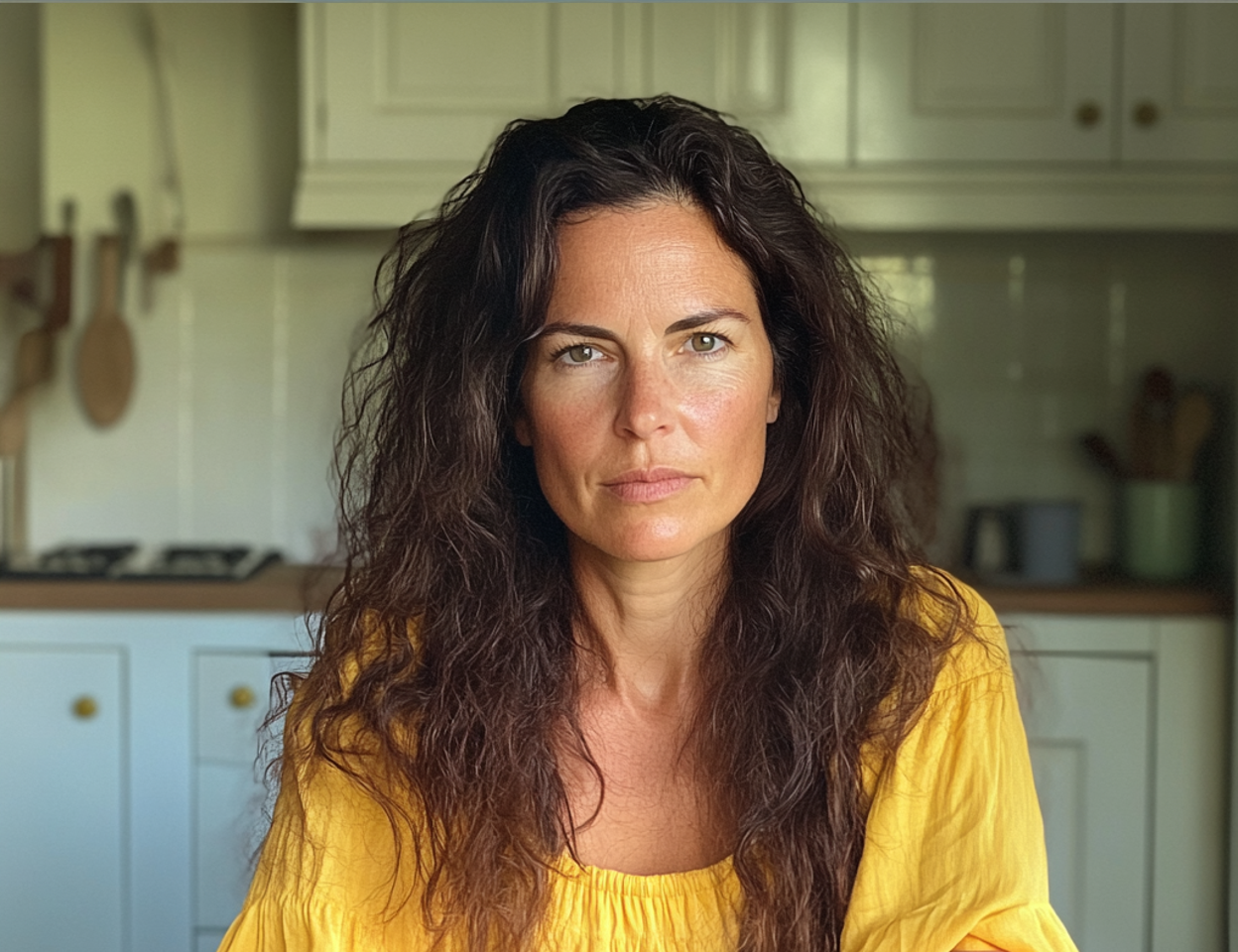Une femme pensive assise à une table de cuisine | Source : Midjourney