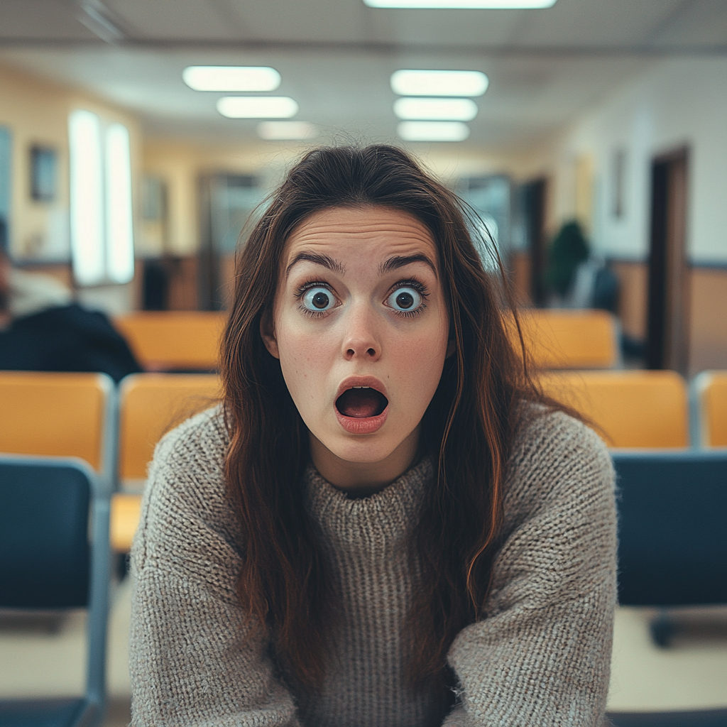 Une femme en état de choc dans un hôpital | Source : Midjourney