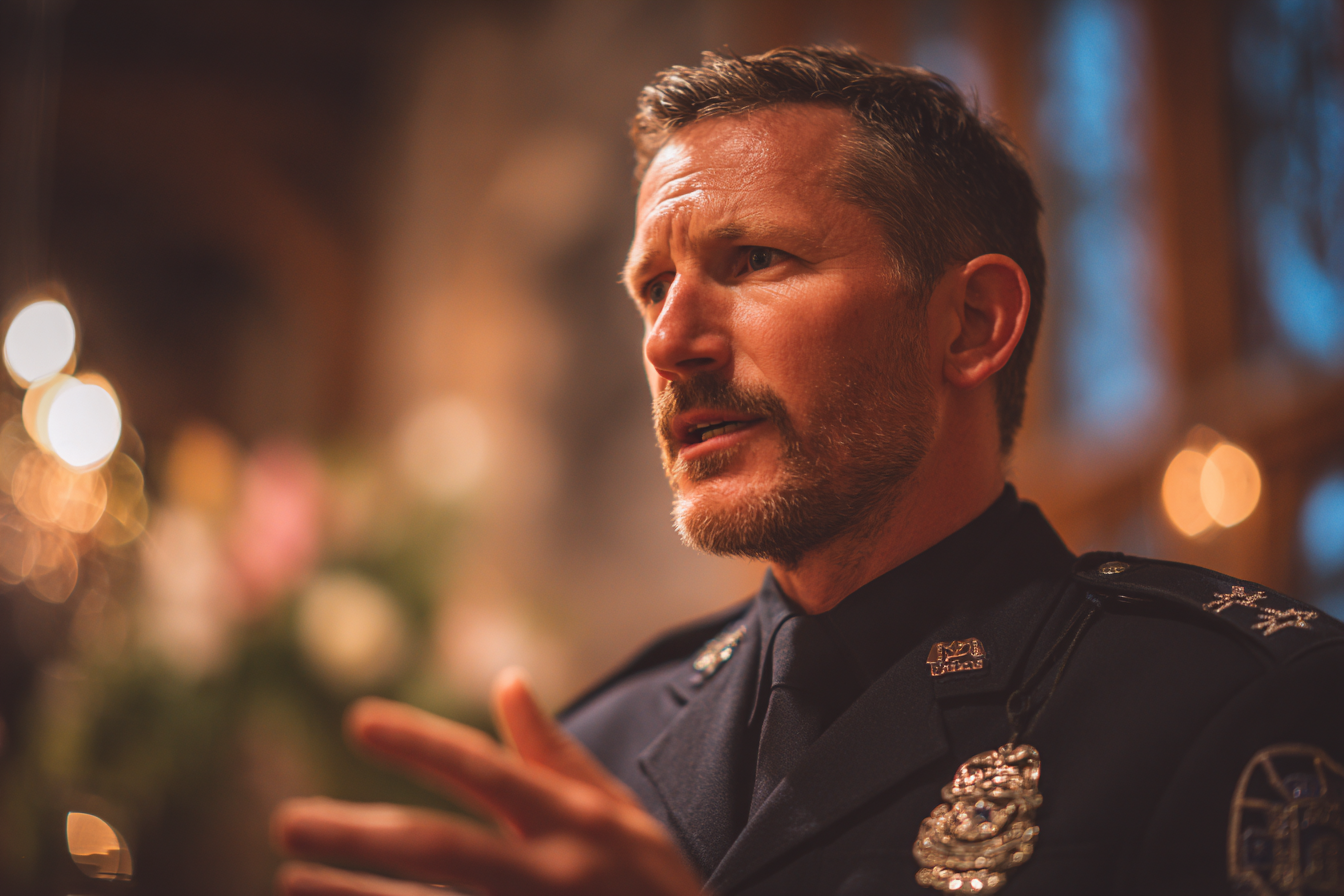 Un policier en train de parler | Source : Midjourney