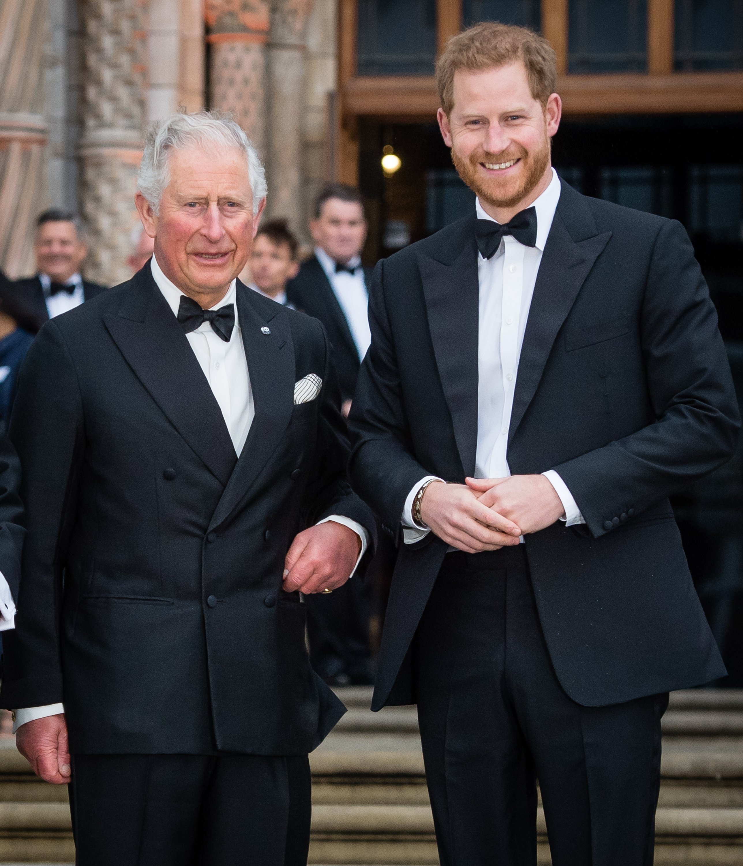 Le roi Charles III et le prince Harry, duc de Sussex, lors de la première mondiale de "Notre planète" au Musée d'histoire naturelle, le 04 avril 2019, à Londres, en Angleterre. | Source : Getty Images