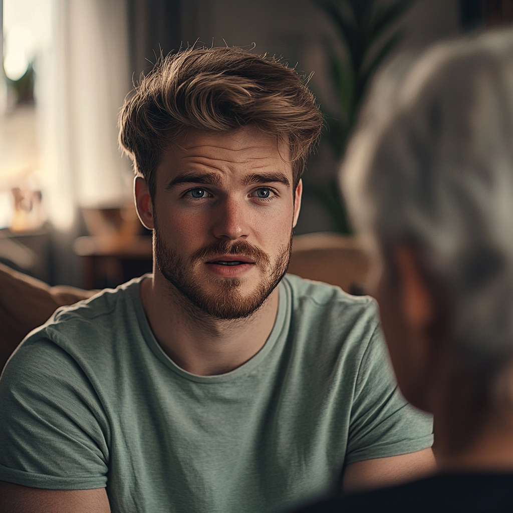 Un homme qui parle à sa mère | Source : Midjourney