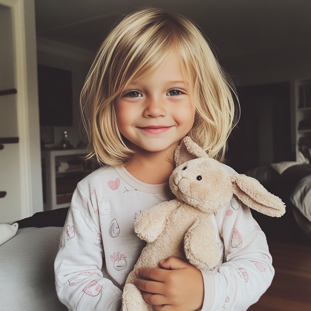 Une petite fille tenant une peluche | Source : Midjourney