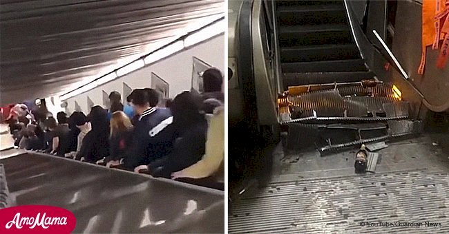 L'escalier roulant hors de contrôle, a jeté les passagers l'un contre l'autre a une vitesse incroyable