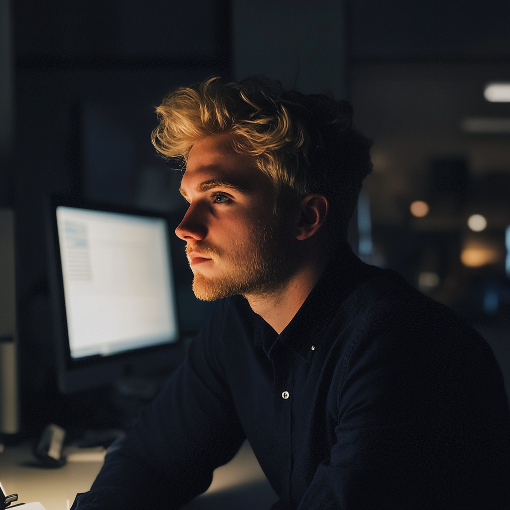 Un homme assis dans son bureau | Source : Midjourney