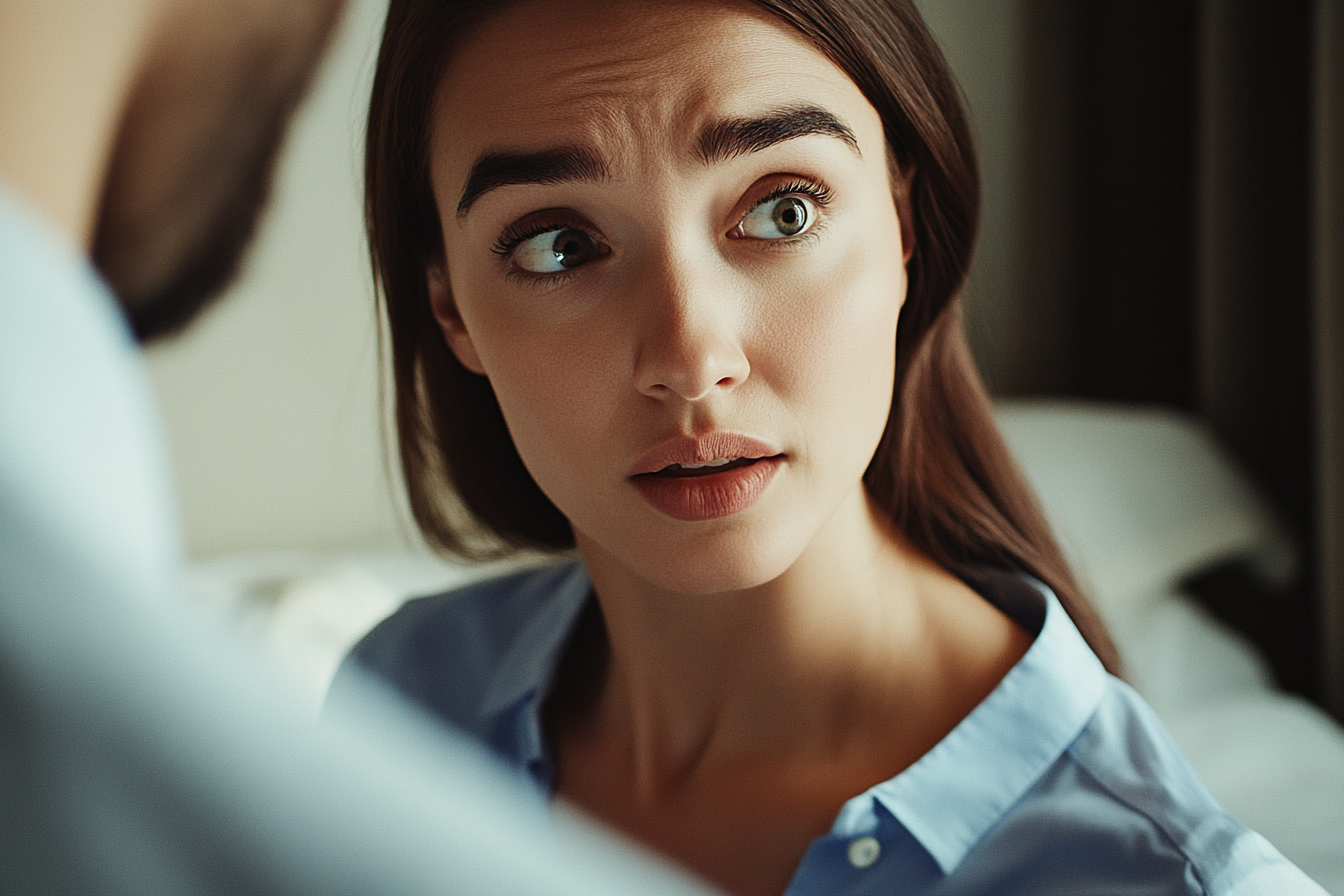 Une femme qui regarde ailleurs tout en parlant à son mari | Source : Midjourney