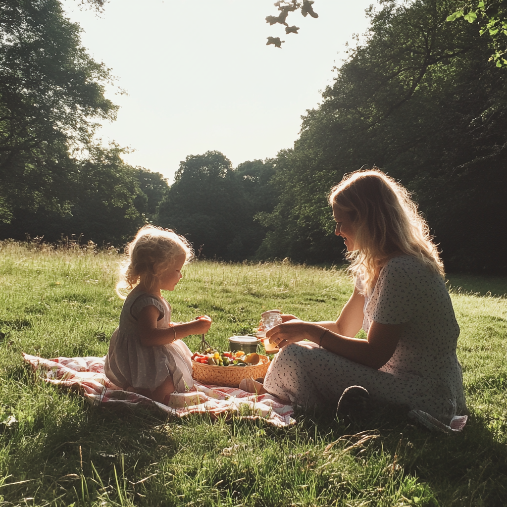 Un duo mère-fille en train de pique-niquer | Source : Midjourney