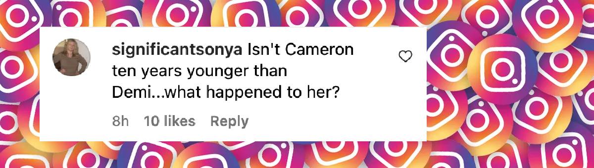 Un commentaire de fan sur Cameron Diaz, daté du 21 novembre 2024 | Source : Instagram/justjared