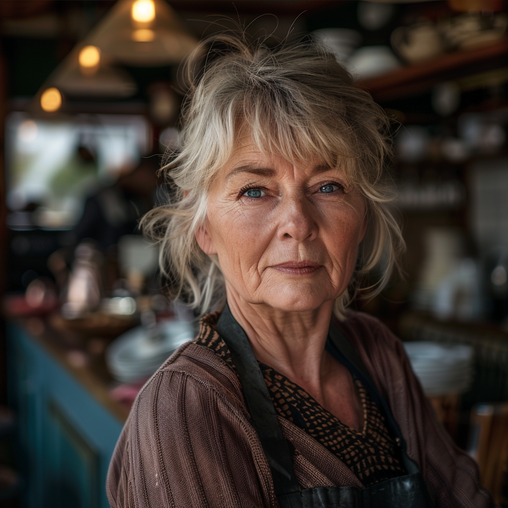 Une femme travaillant comme serveuse dans un café | Source : Midjourney