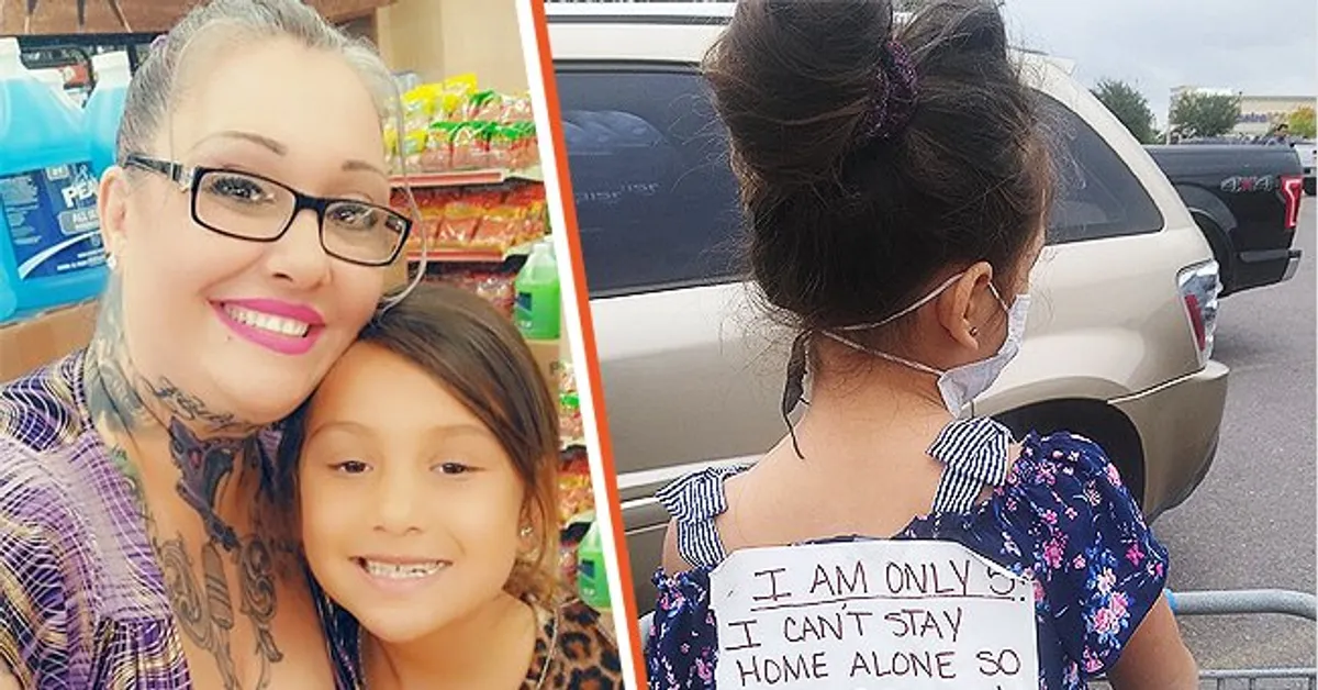 Une mère célibataire a emmené sa fille au supermarché avec une note attachée à son dos expliquant pourquoi elle ne pouvait pas la laisser à la maison | Photo : Facebook/LadyINKmaryJ