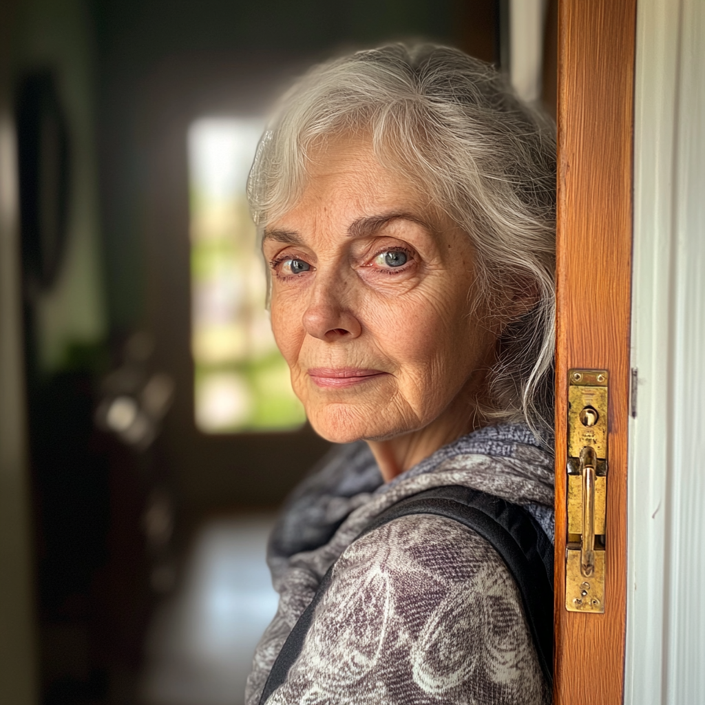 Femme âgée debout dans l'embrasure de sa porte | Source : Getty Images