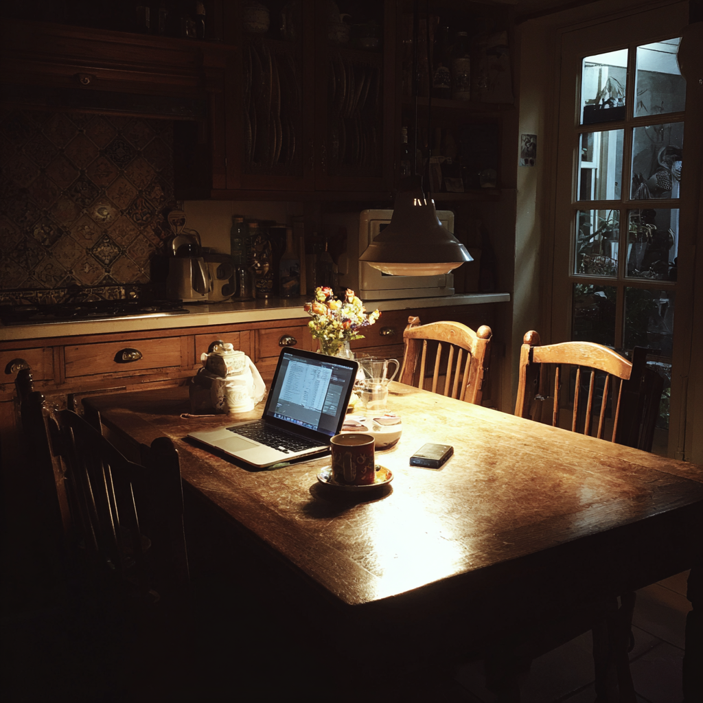 Un ordinateur portable ouvert sur une table | Source : Midjourney