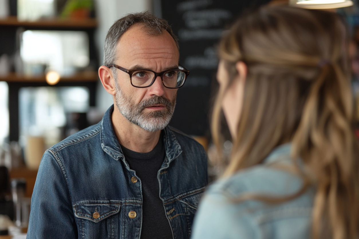 Un homme s'adressant à une femme | Source : Midjourney