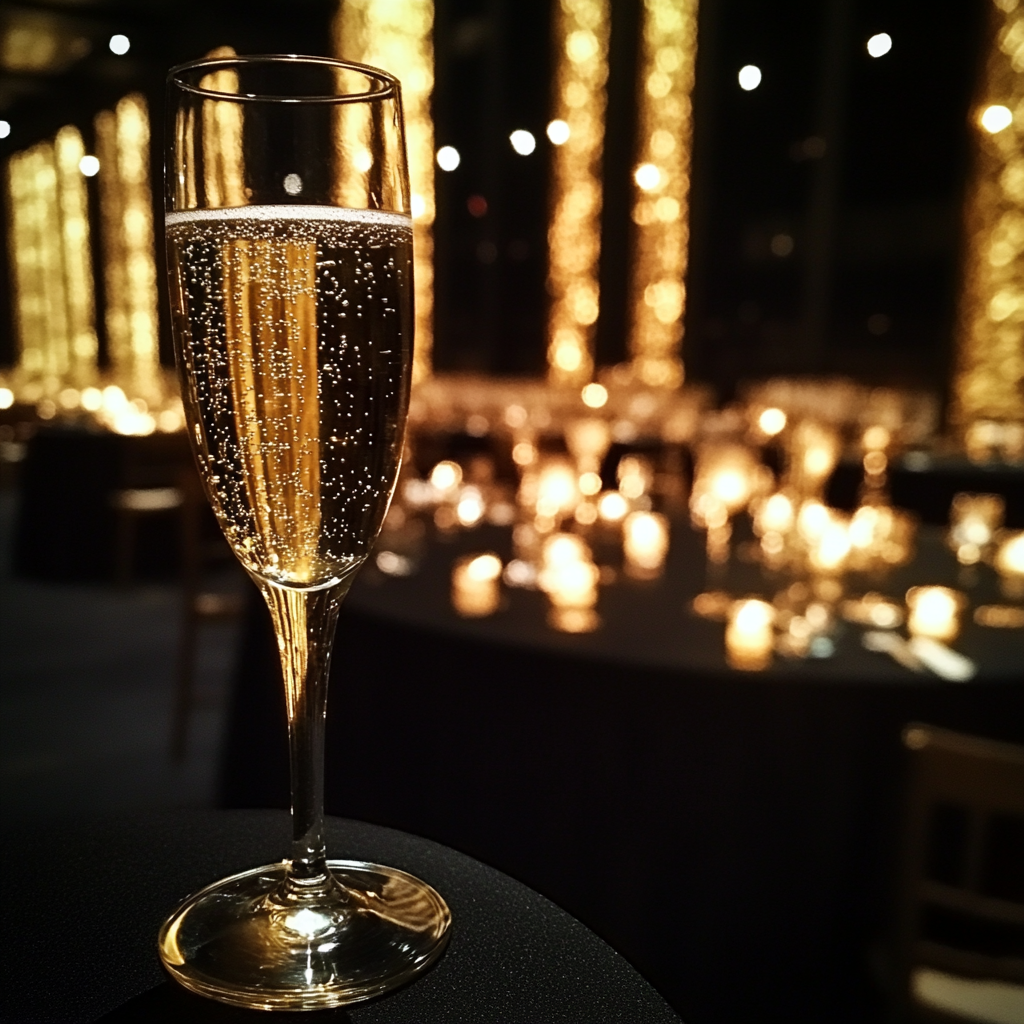 Une coupe de champagne sur une table | Source : Midjourney