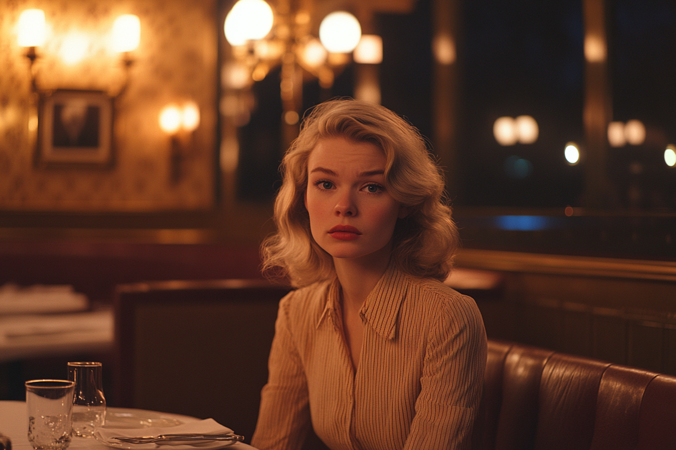 Une femme assise dans un restaurant | Source : Midjourney