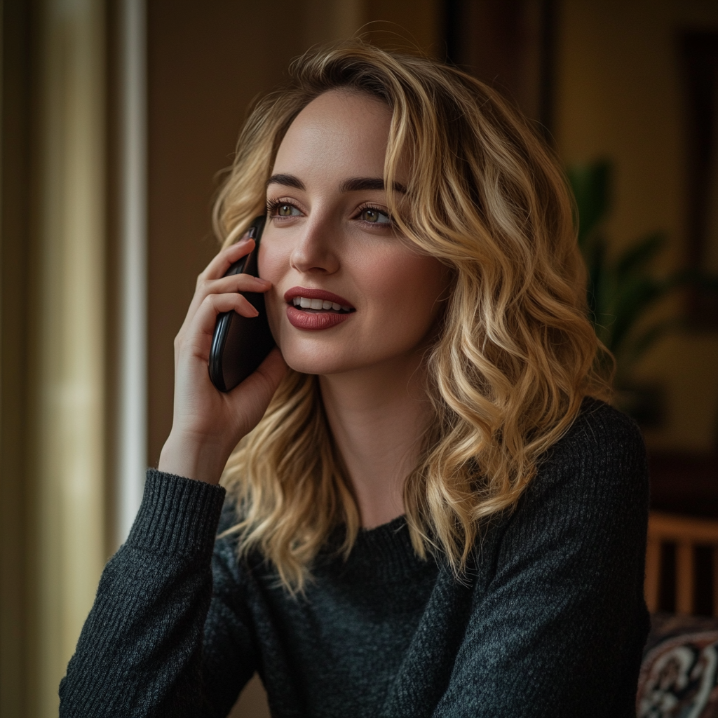 A woman talking on the phone | Source: Midjourney