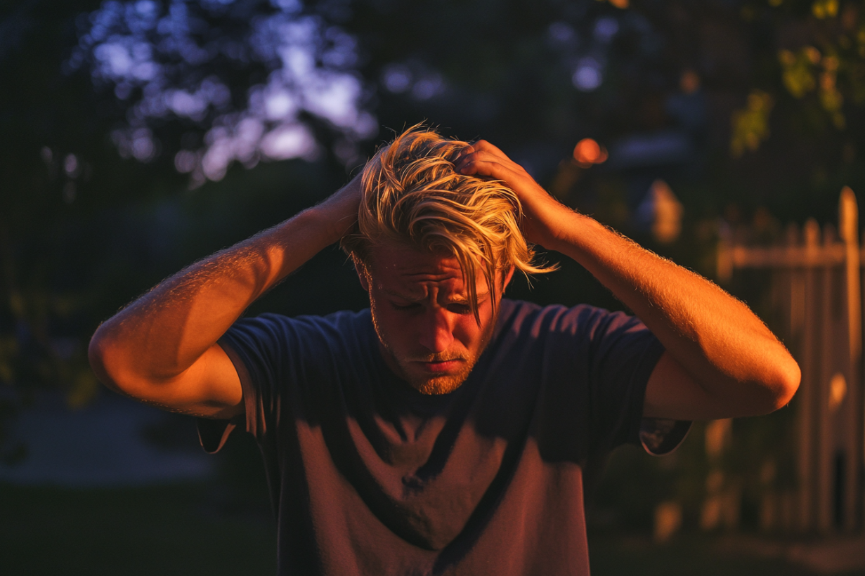 Un homme se passant les mains dans les cheveux | Source : Midjourney