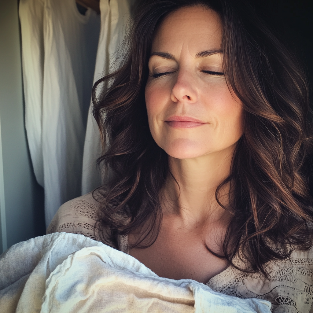 Une femme tenant du linge | Source : Midjourney