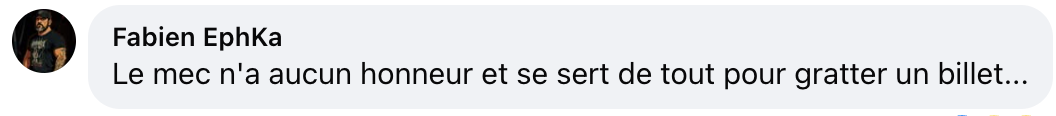 Capture d'écran du commentaire d'un internaute I Source : Facebook