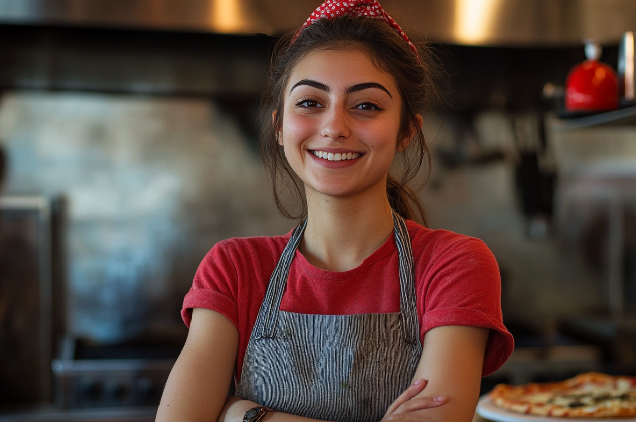 Une femme travaillant dans une pizzeria | Source : Midjourney