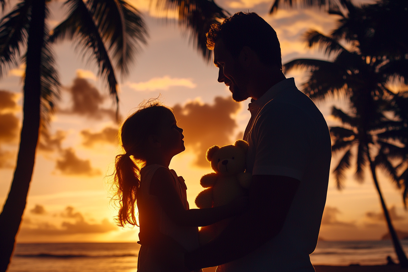 Silhouette d'un homme avec sa petite fille | Source : Midjourney