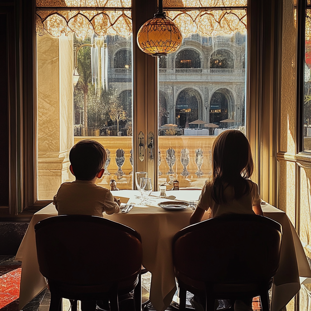 Des enfants dans un restaurant chic | Source : Midjourney