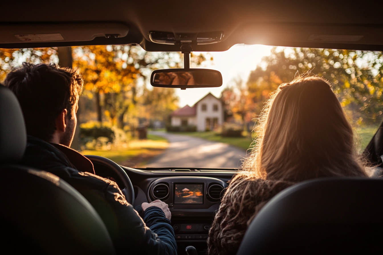 Un couple assis dans une voiture | Source : Midjourney