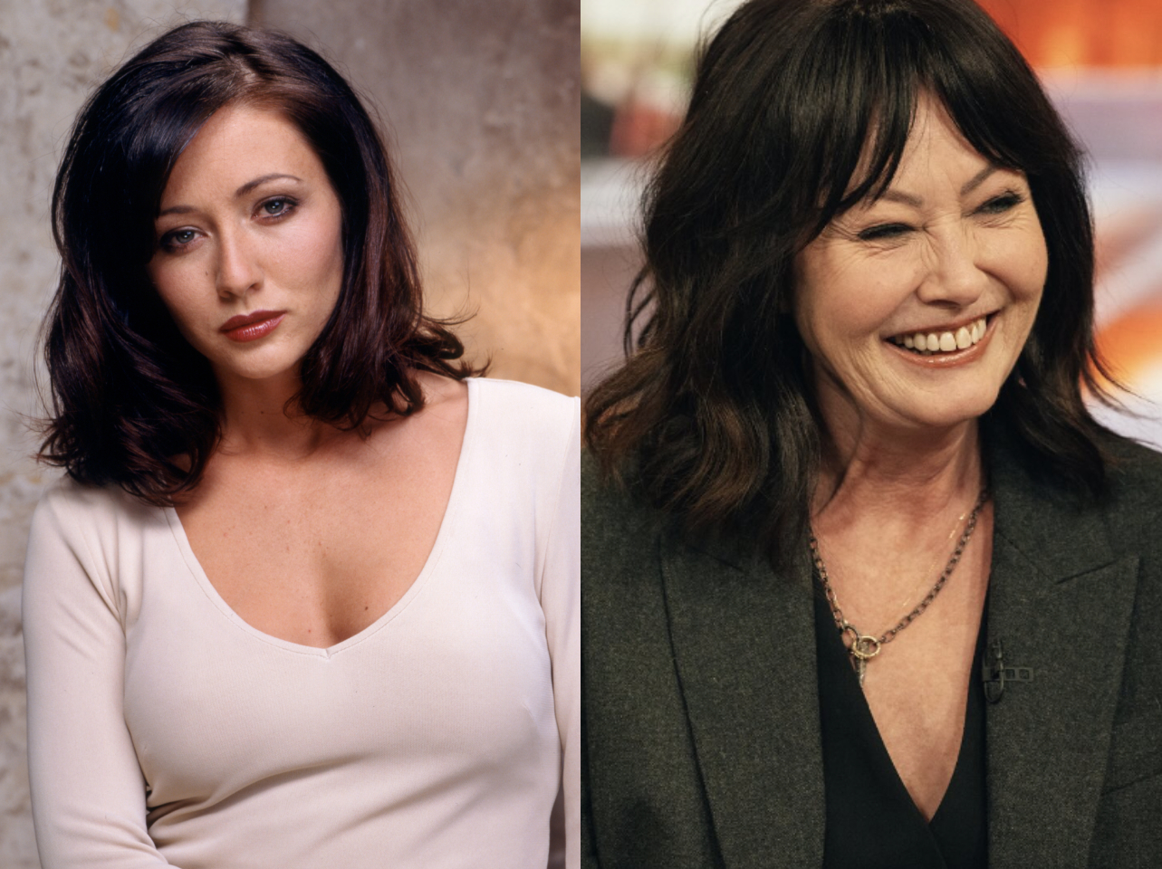 Shannen Doherty en 1997 | Shannen Doherty en 2023 | Source : Getty Images | Instagram/kellyclarksonshow/