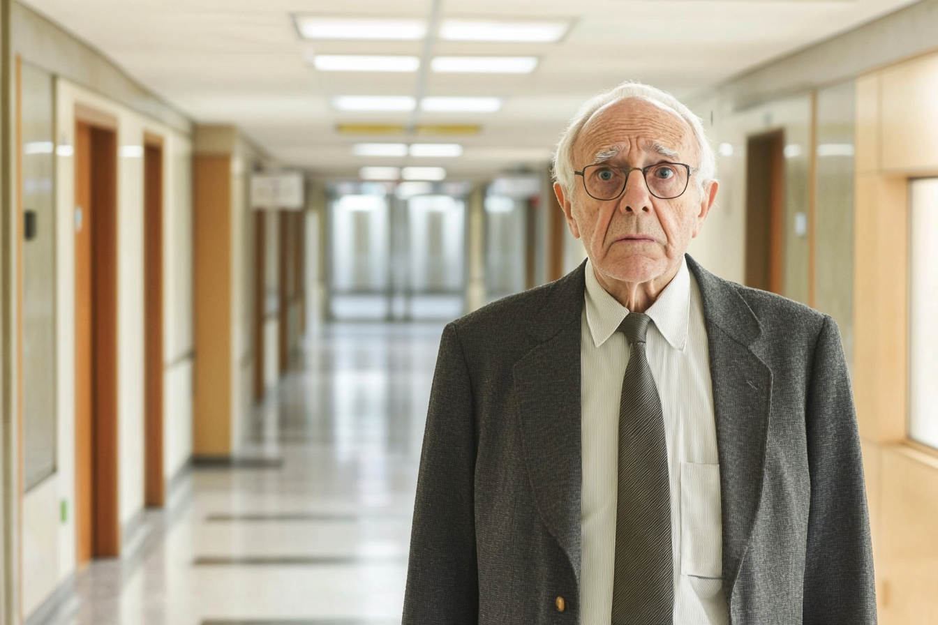 Un homme âgé debout dans un hôpital | Source : Midjourney