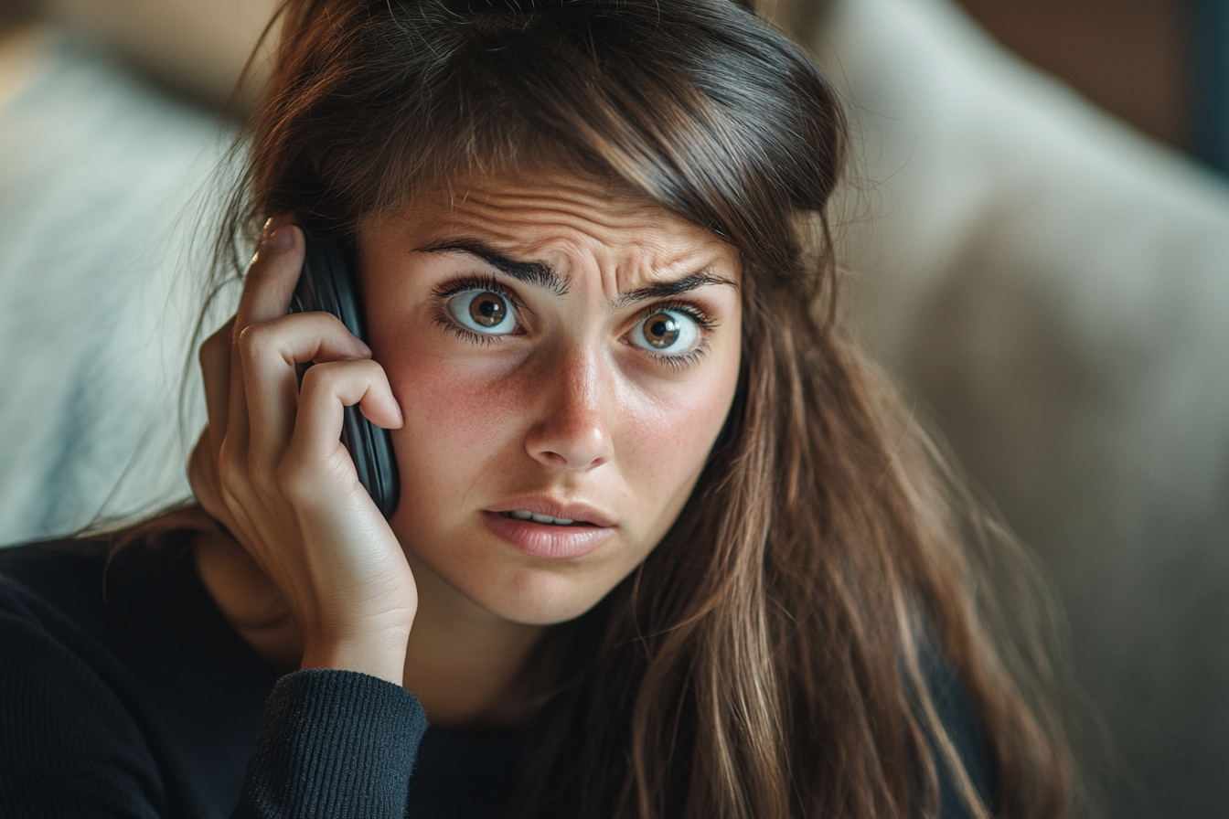 Une femme lors d'un appel téléphonique | Source : Midjourney