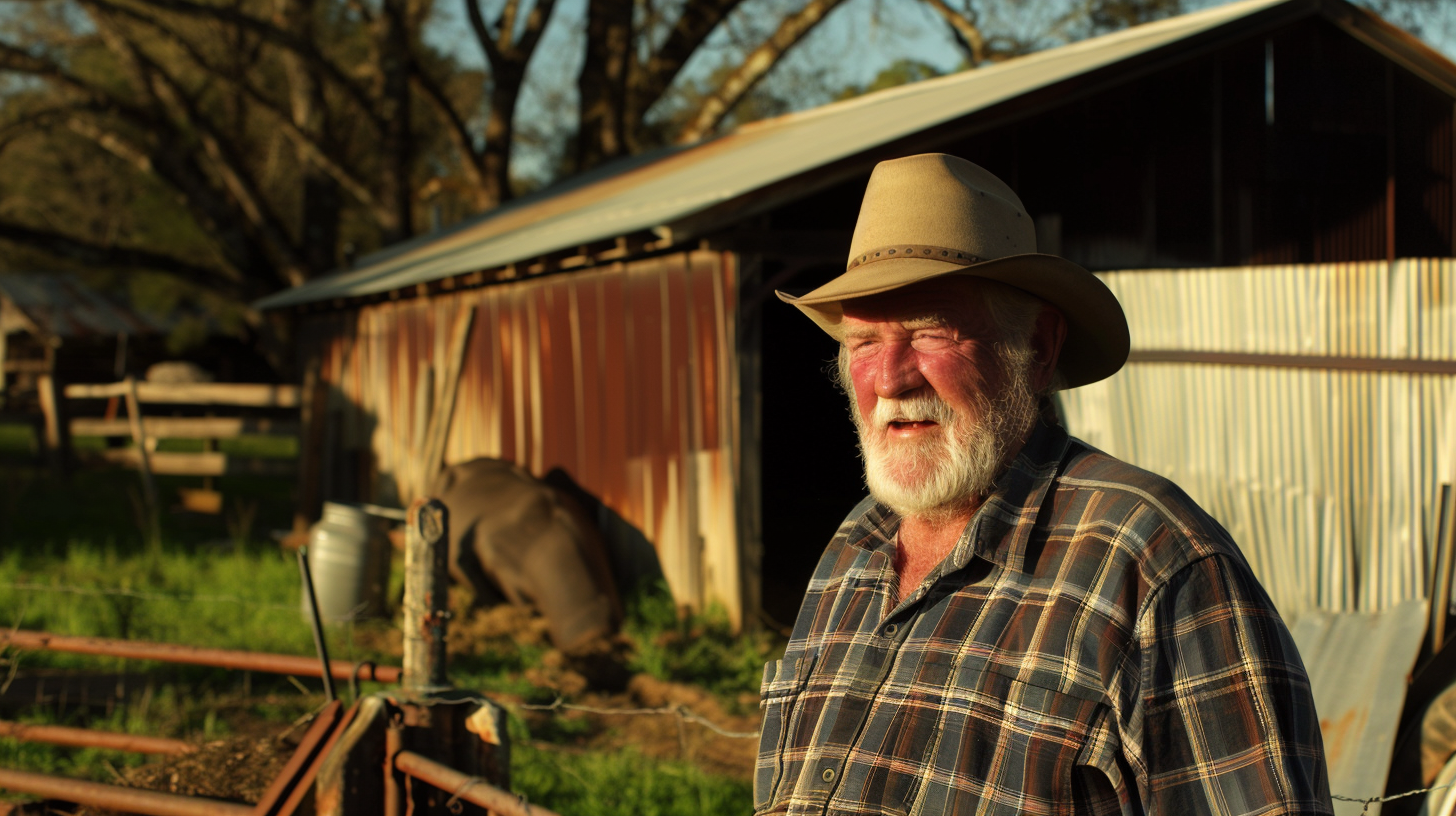 Un homme âgé dans une ferme | Source : Midjourney