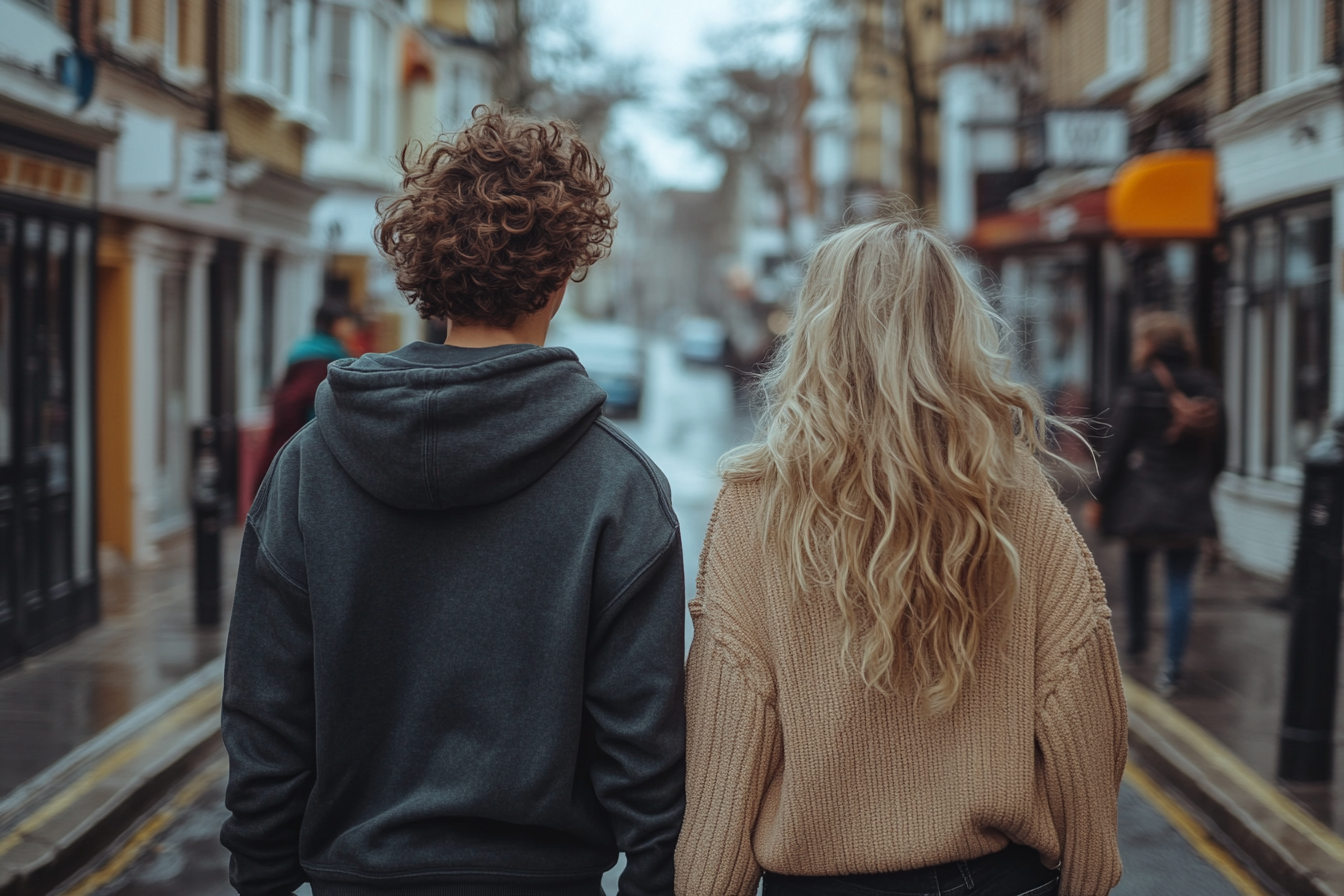 Un jeune couple qui marche ensemble | Source : Midjourney