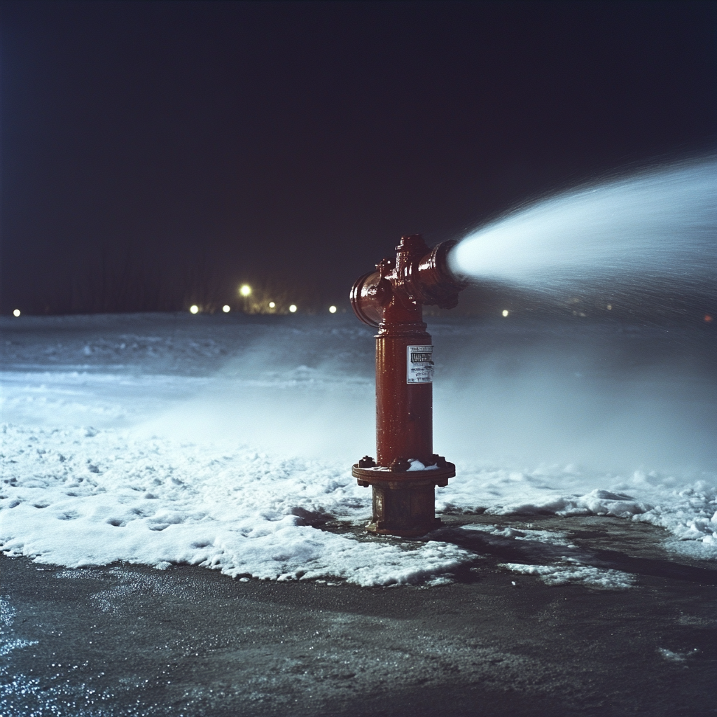 De l'eau gicle d'une bouche d'incendie endommagée | Source : Midjourney